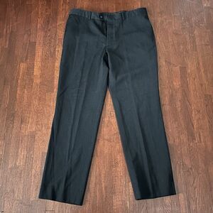 Pronto Uomo Platinum 36 x 31 100% Wool Dress Pants Charcoal Black Flat Front